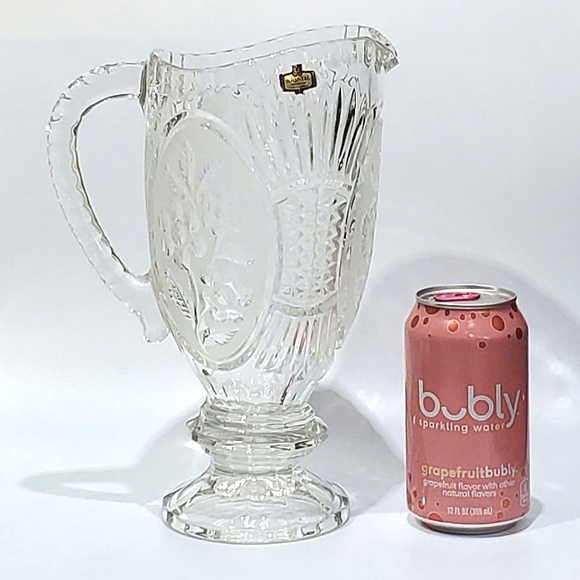 Vntg Lead Crystal 40oz Floral Pitcher by Kristal Zajecar made in Yugoslavia - Picture 13 of 16
